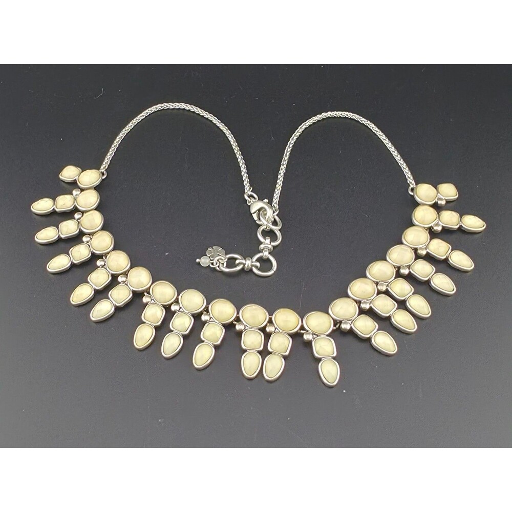 Lucky Brand Cream Lucite Choker Bib Statement 18" Necklace